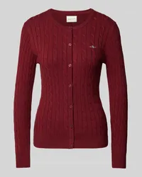 Gant Strickjacke mit Label-Stitching Bordeaux