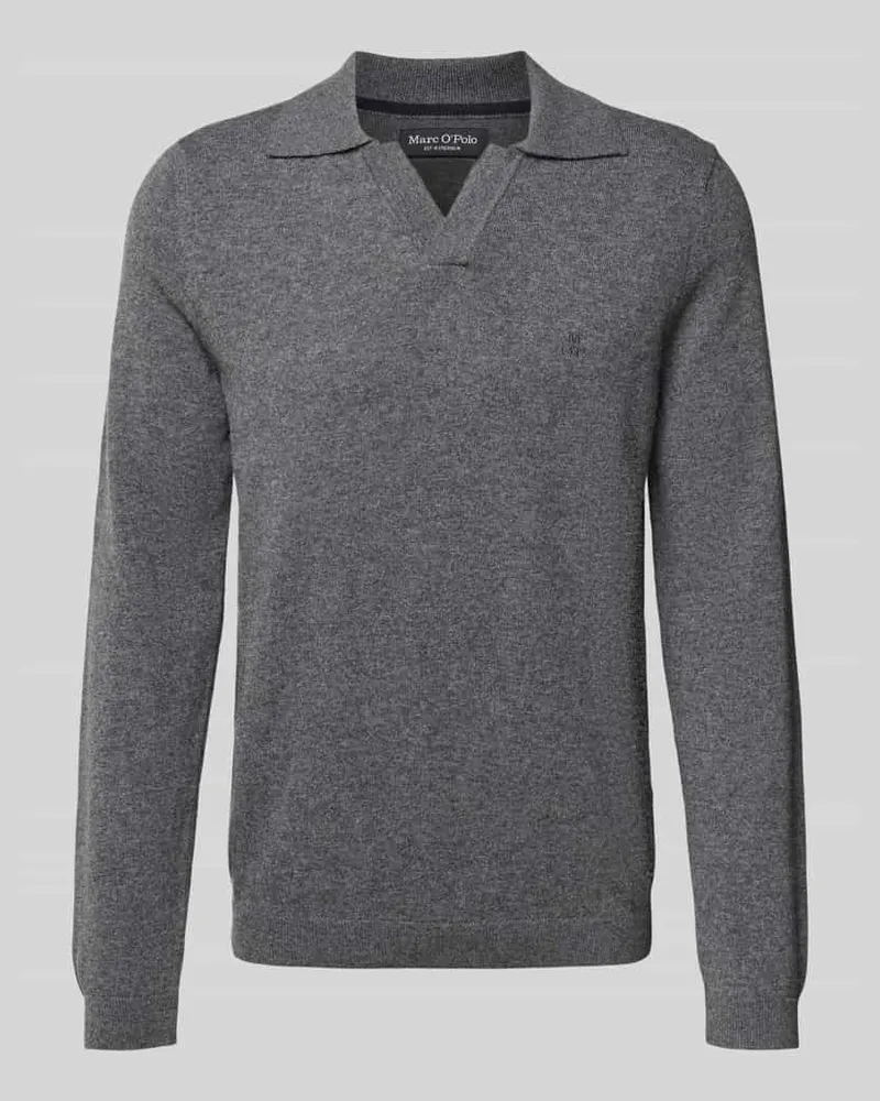 Marc O'Polo Regular Fit Strickpullover aus Baumwoll-Schurwoll-Mix Anthrazit