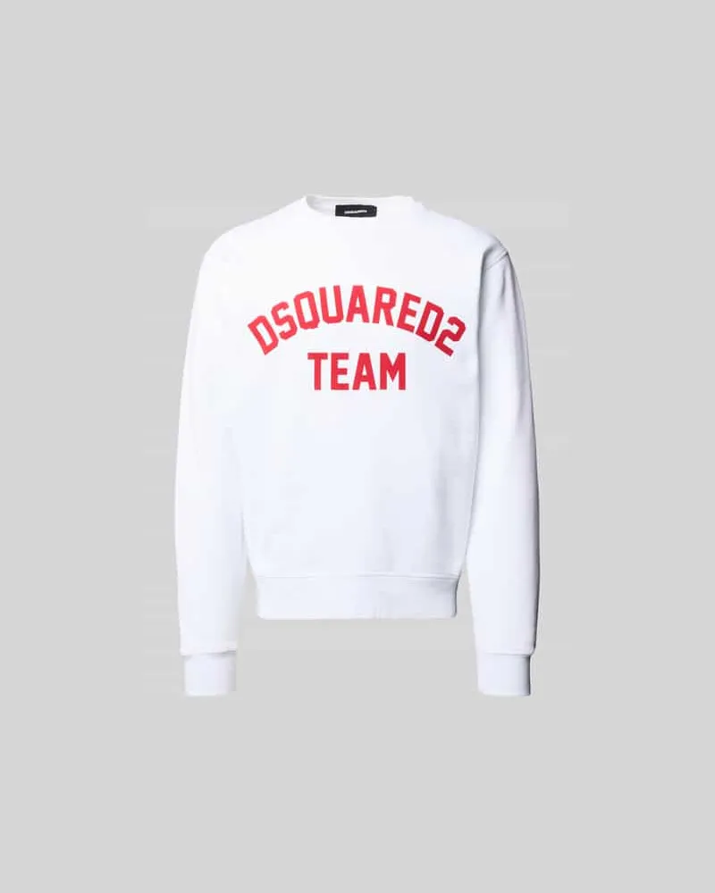 Dsquared2 Sweatshirt mit gerippten Abschlüssen Weiss