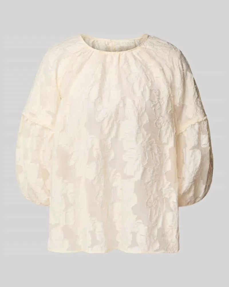 Milano Italy Relaxed Fit Bluse mit 3/4-Arm und Perlen Weiss