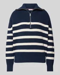 Tommy Hilfiger Strickpullover mit Troyer-Kragen Modell 'CARDI STITCH Dunkelblau