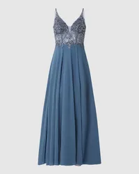 LUXUAR Abendkleid mit Strasssteinen Rauchblau