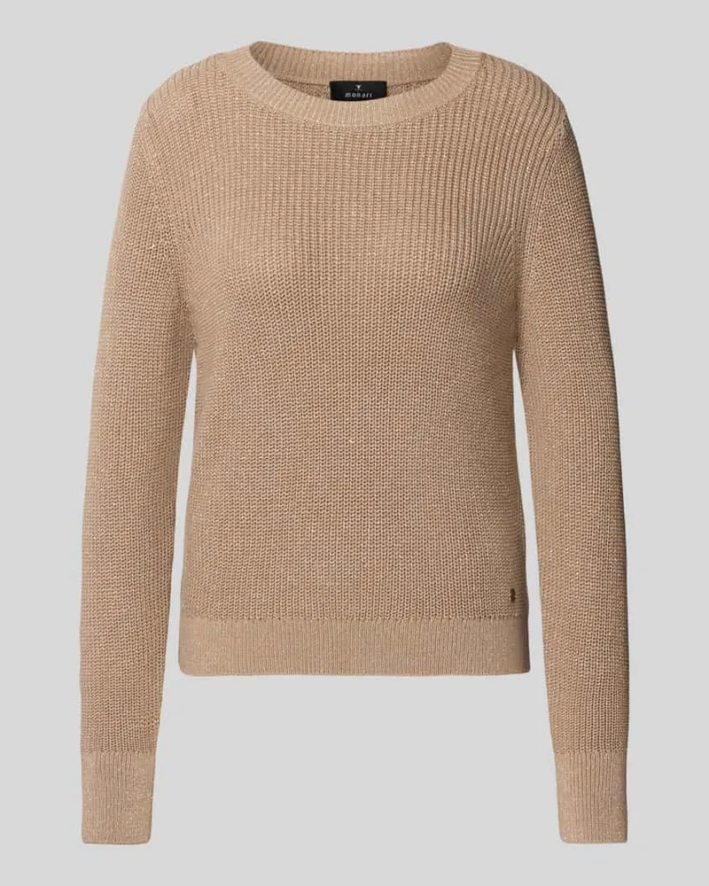 monari Strickpullover mit gerippten Abschlüssen Hellbraun