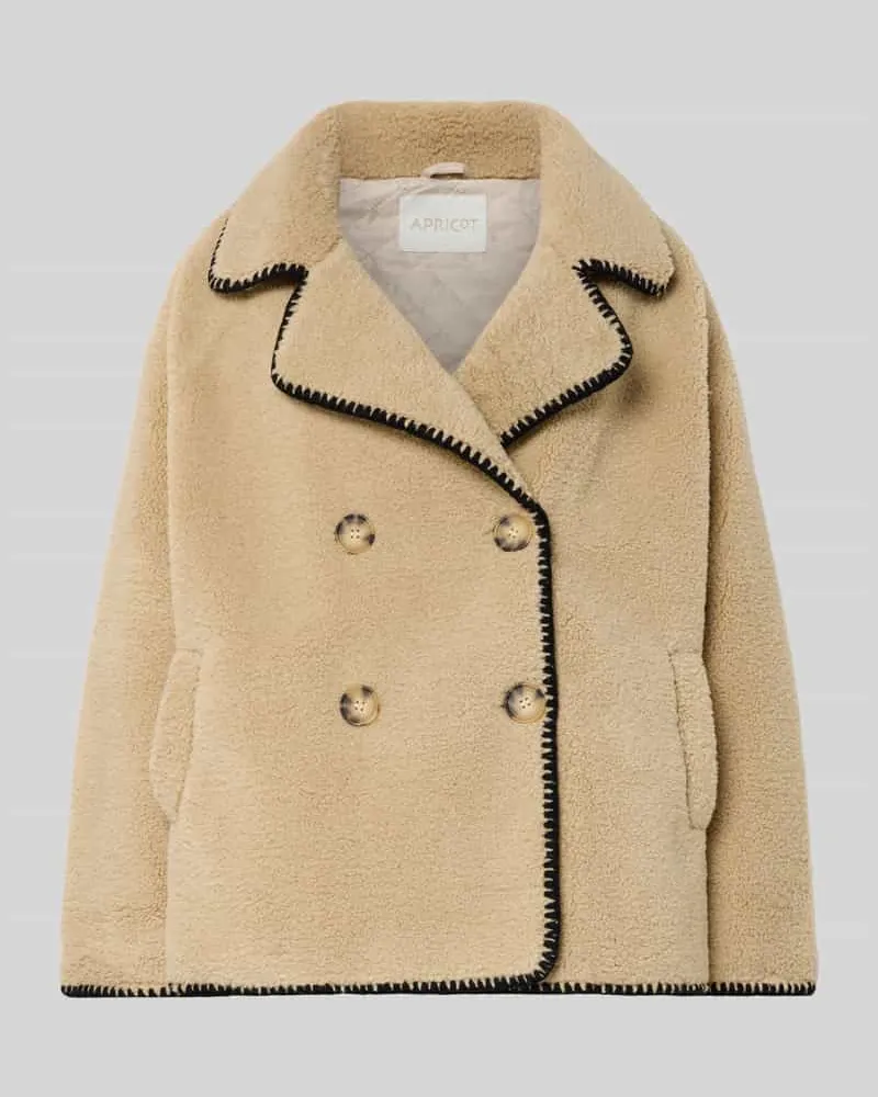 Apricot Jacke aus Teddyfell mit Eingrifftaschen Sand