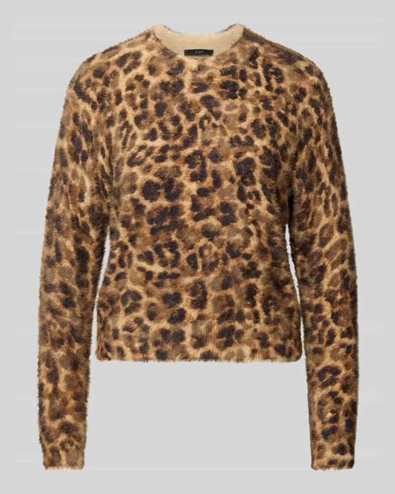 Oui  Strickpullover mit gerippten Abschlüssen Camel