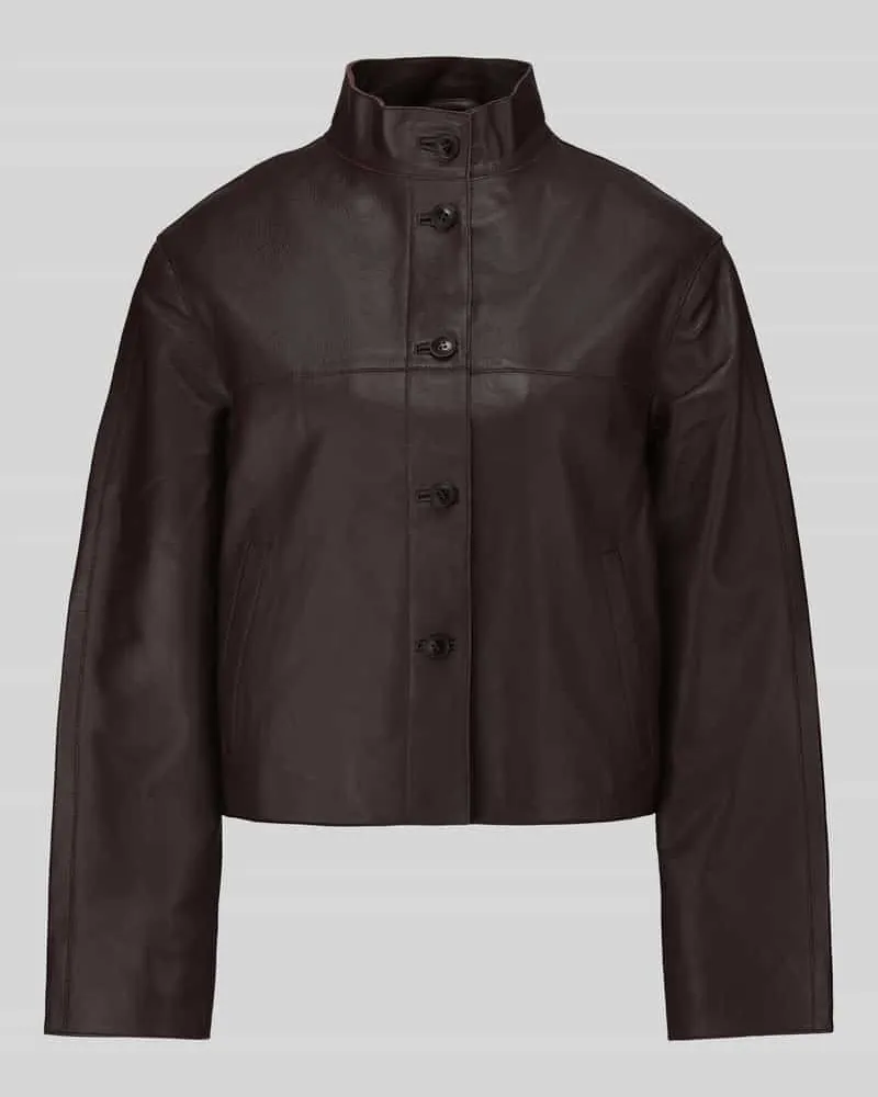 JAKE*S Regular Fit Lederjacke aus reinem Lammnappa Dunkelbraun