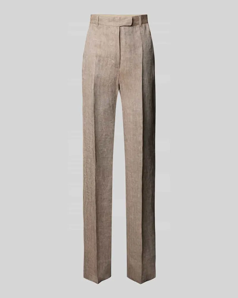 Max Mara Straight Leg Leinenhose mit Bügelfalten Modell 'SATIRA Mud