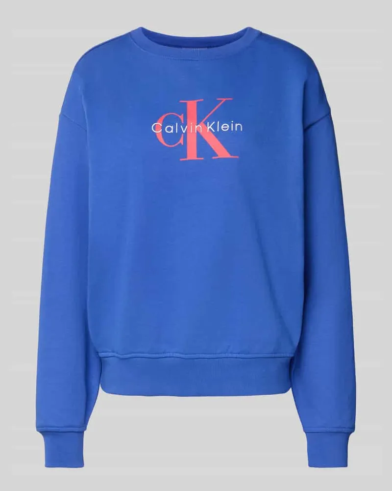 Calvin Klein Sweatshirt mit Label-Print Royal