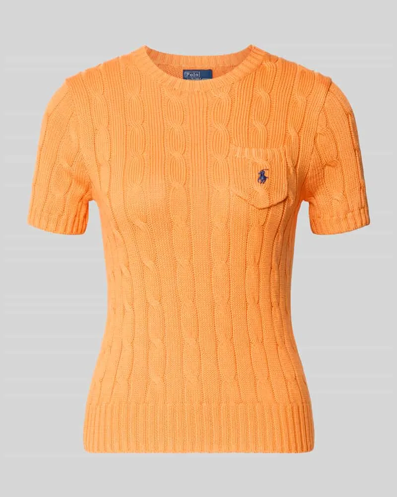 Ralph Lauren Slim Fit Kurzarmpullover mit Label-Stitching Orange