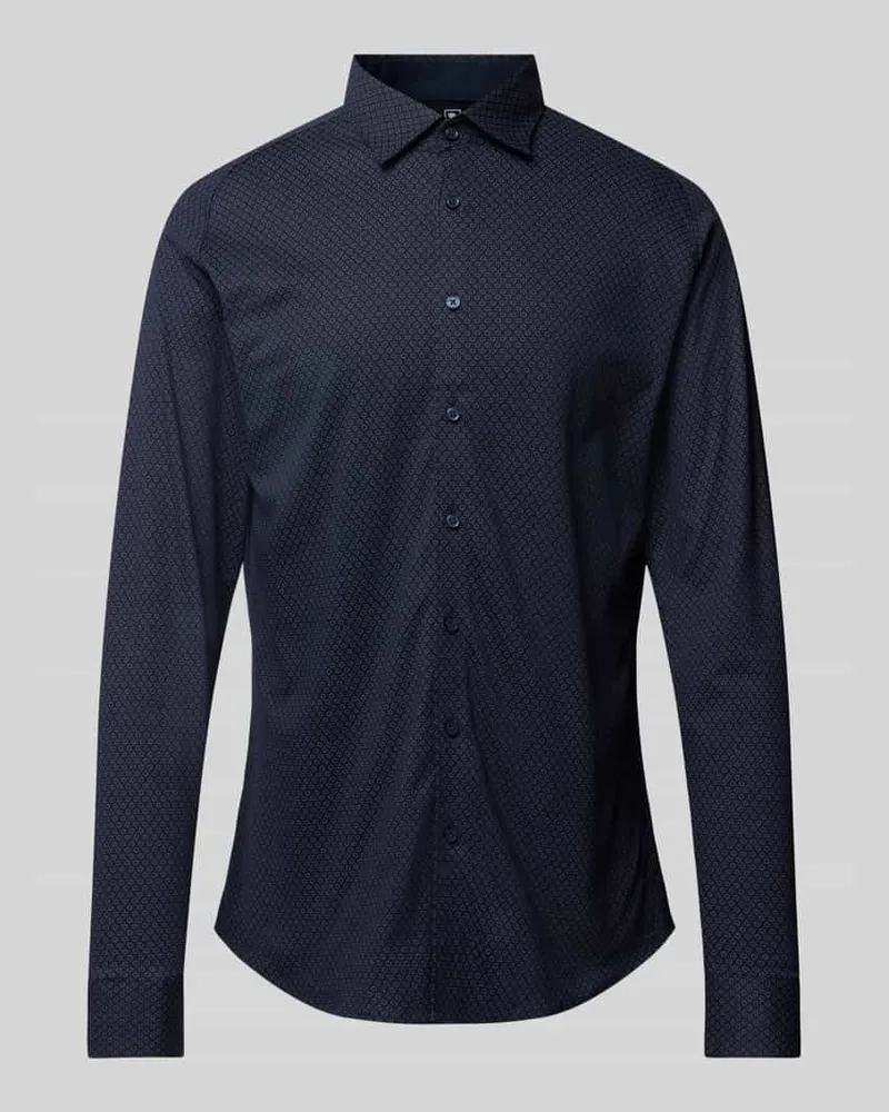 DESOTO Slim Fit Businesshemd mit Stretch-Anteil Marine
