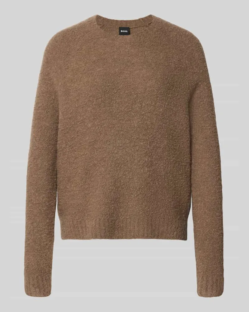 HUGO BOSS Relaxed Fit Pullover aus Woll-Mix Modell 'Febisana Taupe