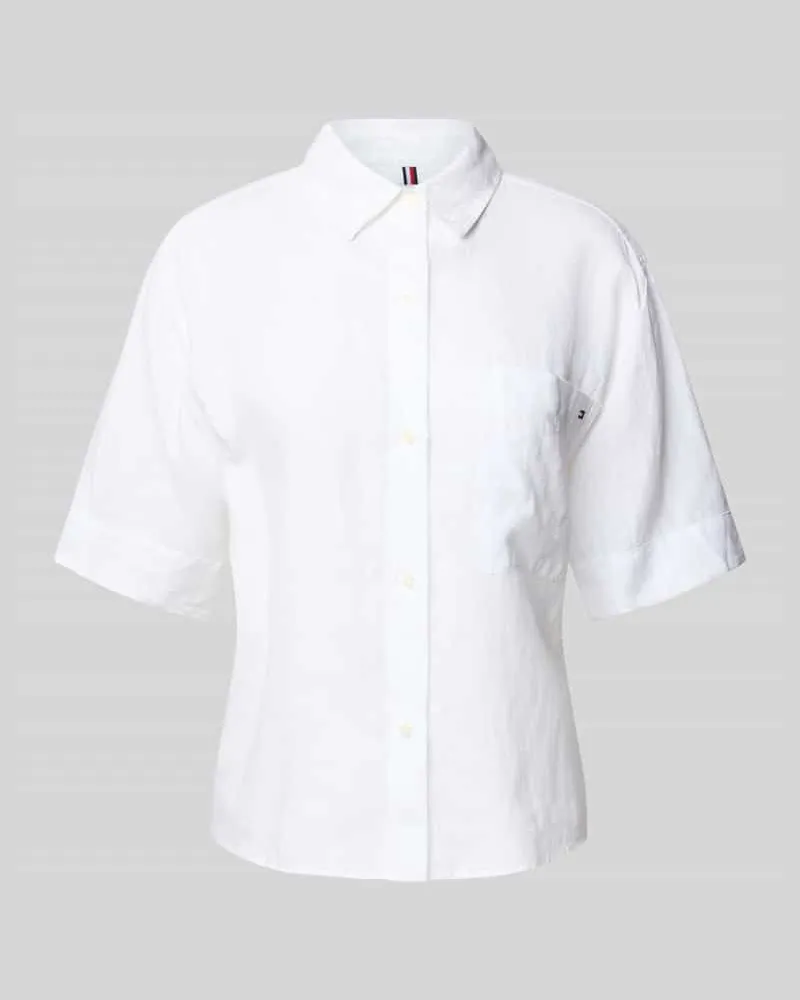 Tommy Hilfiger Relaxed Fit Hemdbluse aus reinem Leinen Weiss