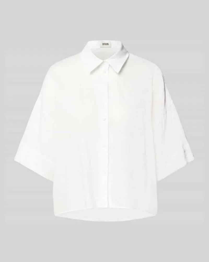 Drykorn Relaxed Fit Leinenbluse mit überschnittenen Schultern Weiss