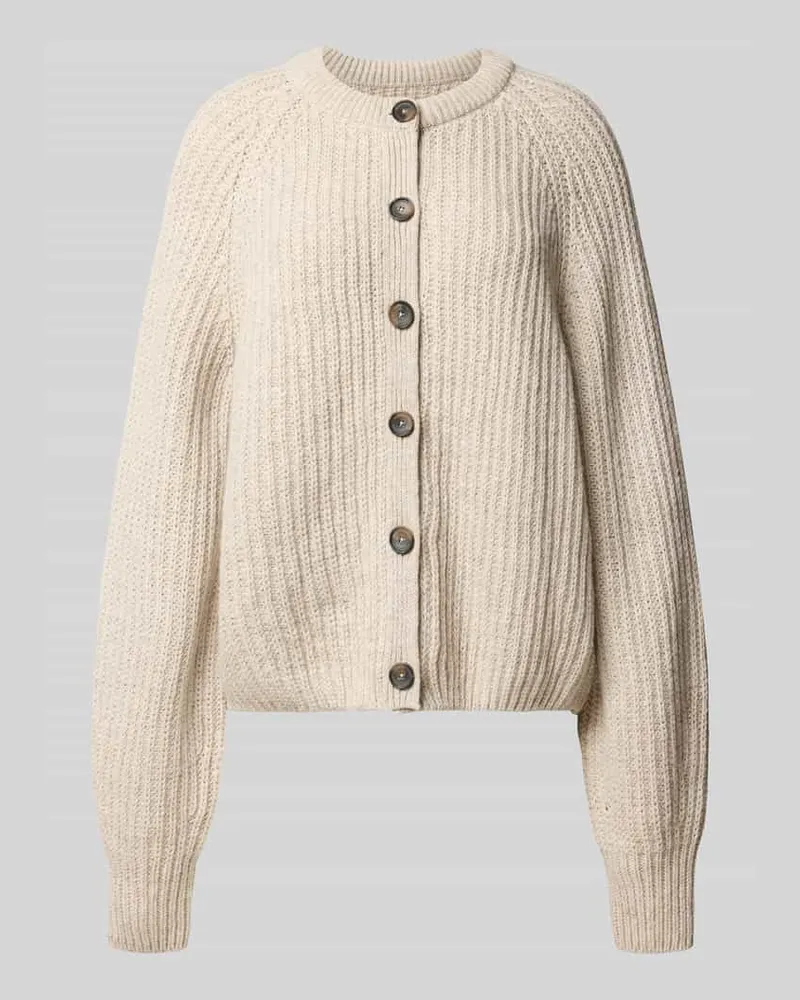 Armedangels Loose Fit Strickjacke aus Woll-Mix Modell 'RIB KNIT Beige