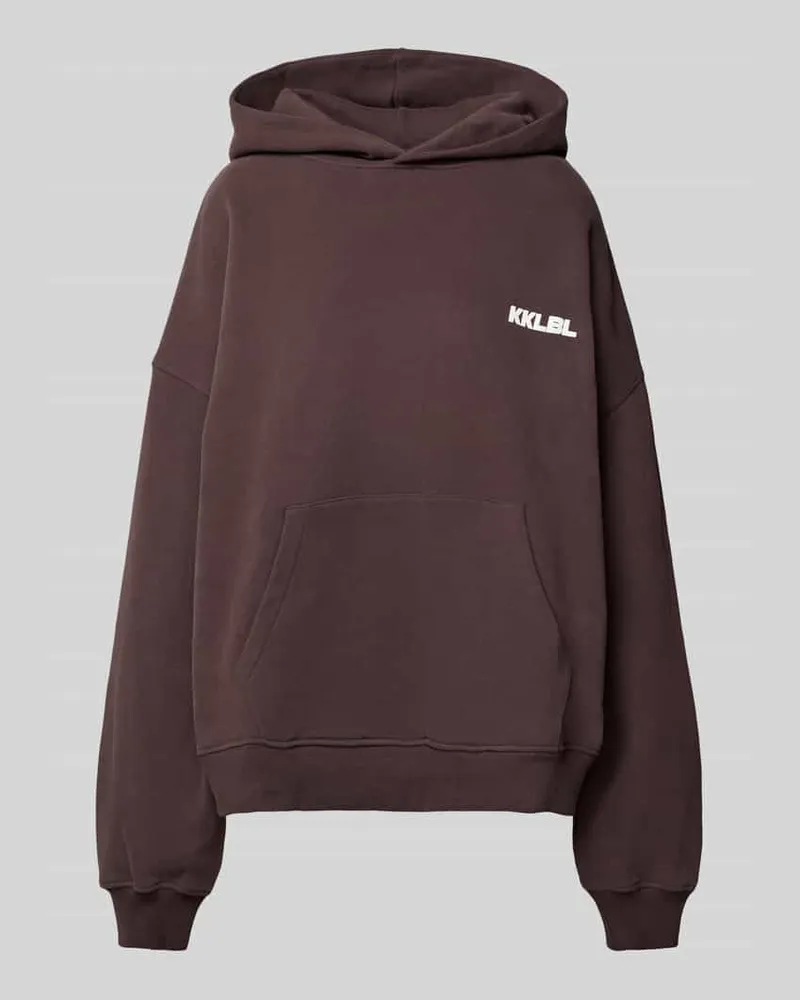Karo Kauer Oversized Hoodie mit Label-Prints und Känguru-Tasche Mittelbraun