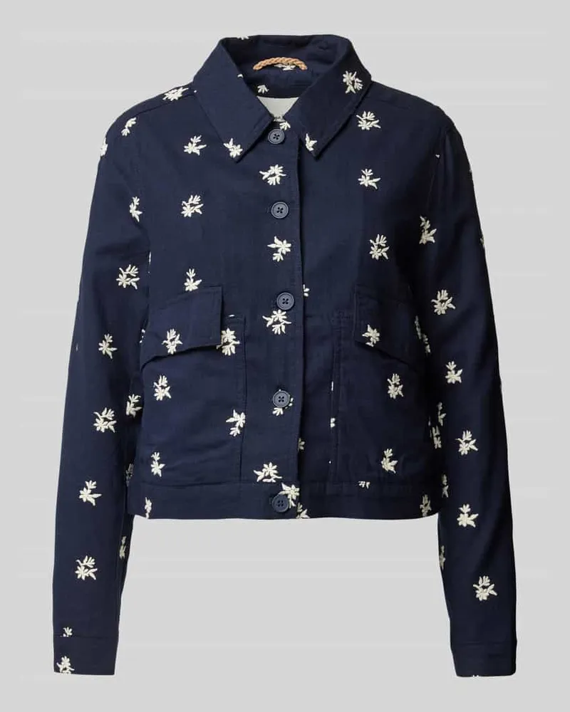 Pepe Jeans Regular Fit Jacke aus Viskose-Mix mit Leinen-Anteil Modell 'GEORGINA Marine