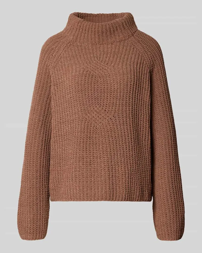 monari Relaxed Fit Strickpullover mit Stehkragen Cognac