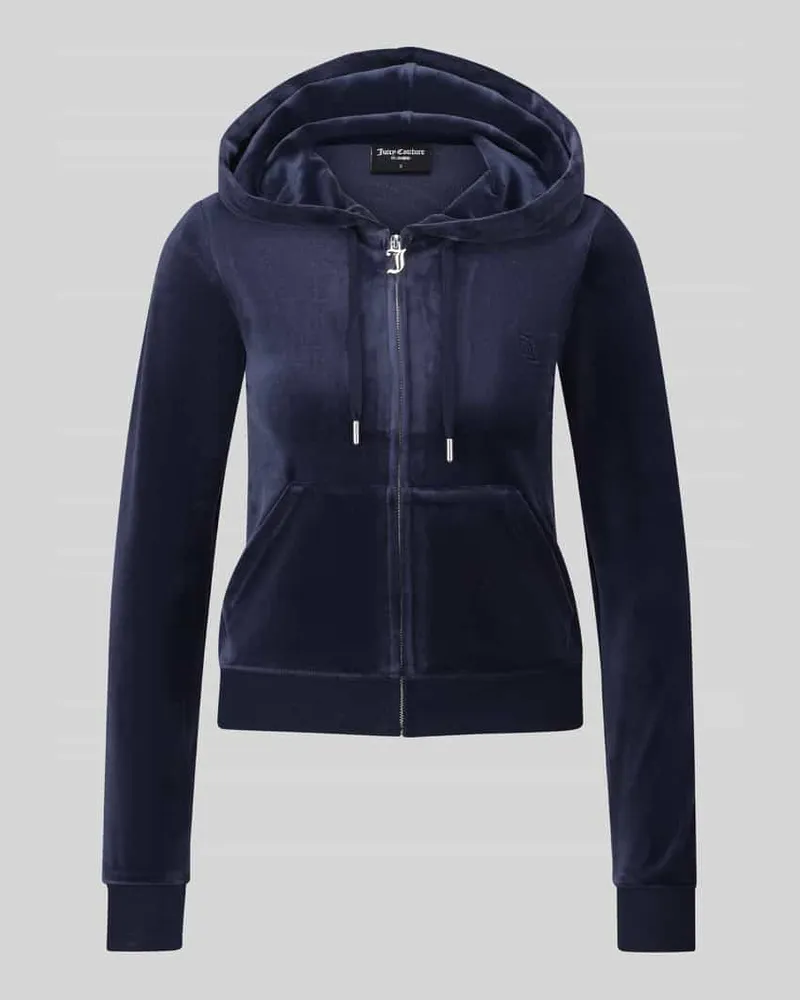 Juicy Couture Sweatjacke mit Samtoptik Dunkelblau