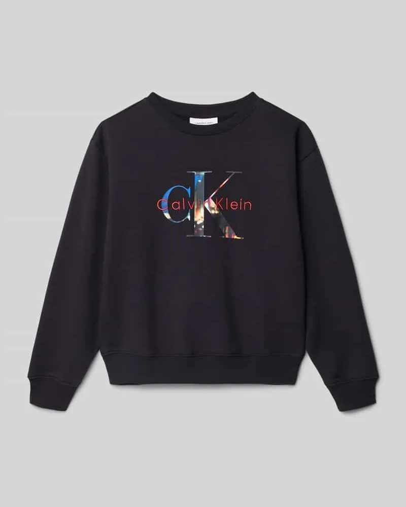 Calvin Klein Sweatshirt mit Label-Stitching und Rundhalsausschnitt Black