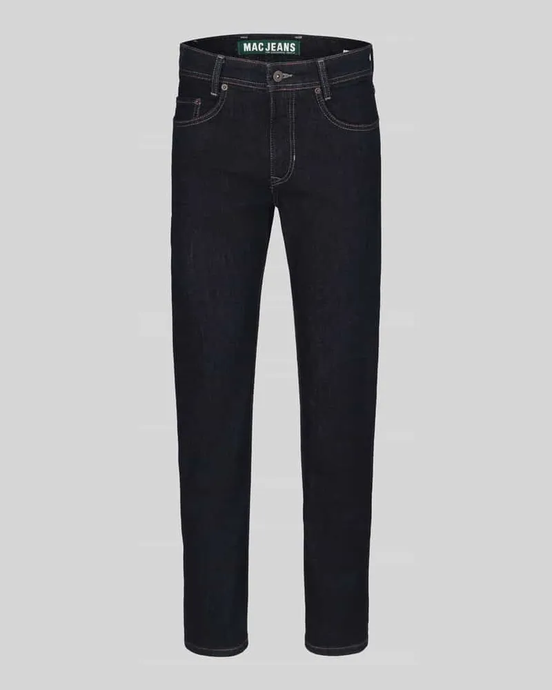 MAC Jeans Straight Fit Jeans aus Baumwoll-Mix Modell 'Arne Dunkelblau