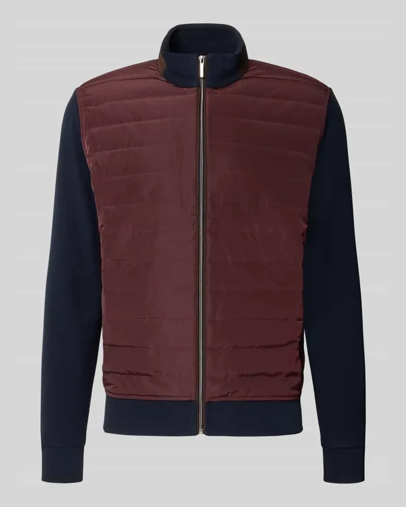 Bugatti Sweatjacke mit Stehkragen und Reißverschluss Bordeaux