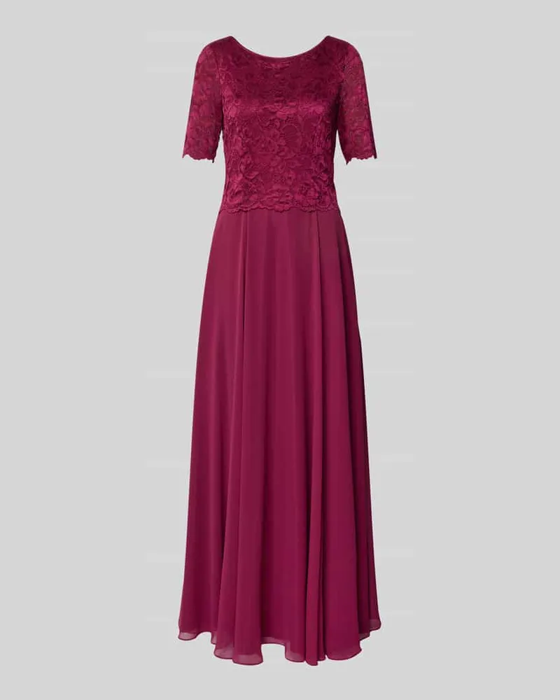 Vera Mont Abendkleid mit Spitze und Rundhalsausschnitt Bordeaux