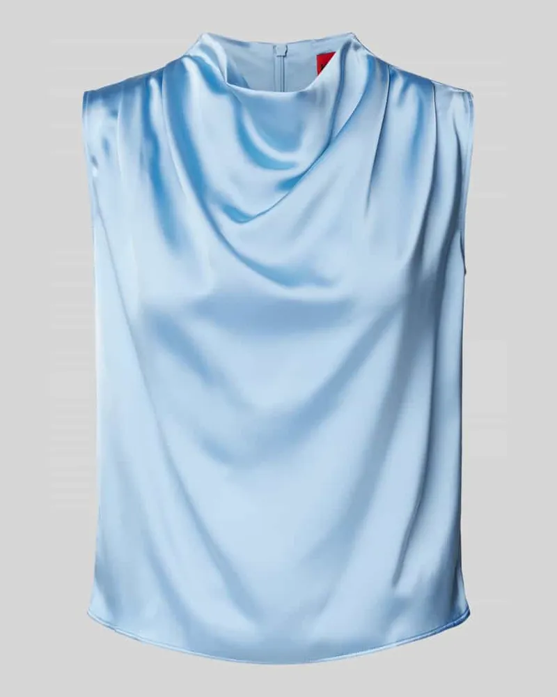 HUGO BOSS Regular Fit Blusenshirt mit Wasserfallkragen Modell 'CASMINI Hellblau