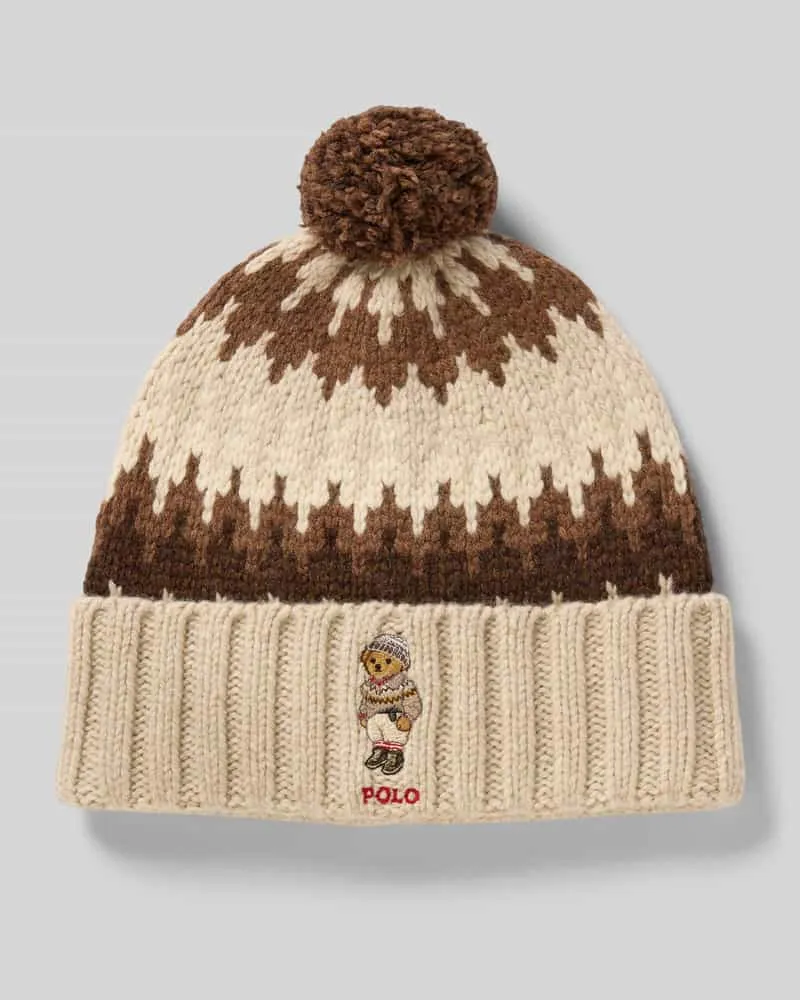 Ralph Lauren Beanie aus Baumwoll-Mix in Strick-Optik Modell 'COLORADO Black