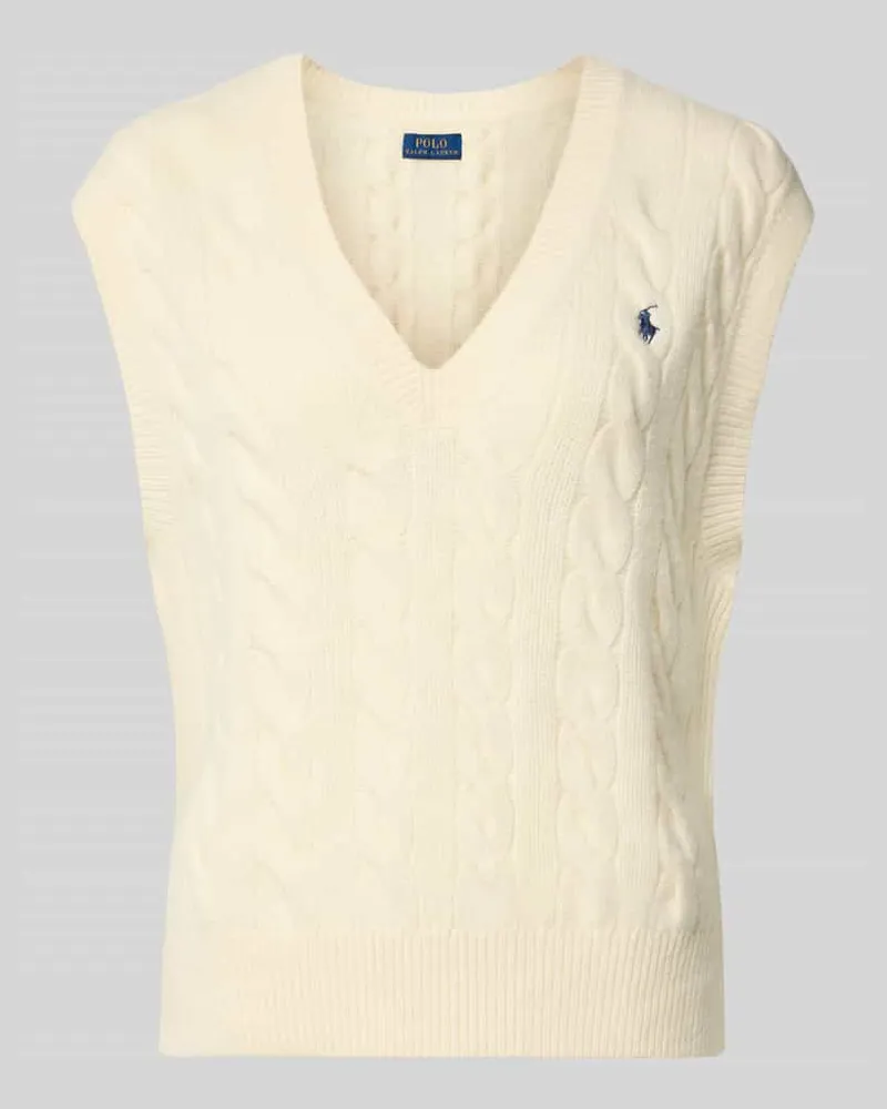 Ralph Lauren Strickpullunder mit Zopfmuster Ecru
