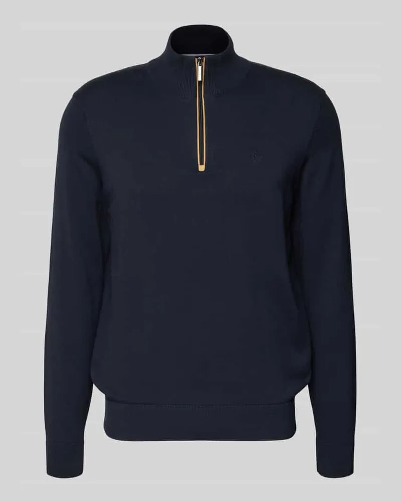 Bugatti Strickpullover mit Stehkragen Marine