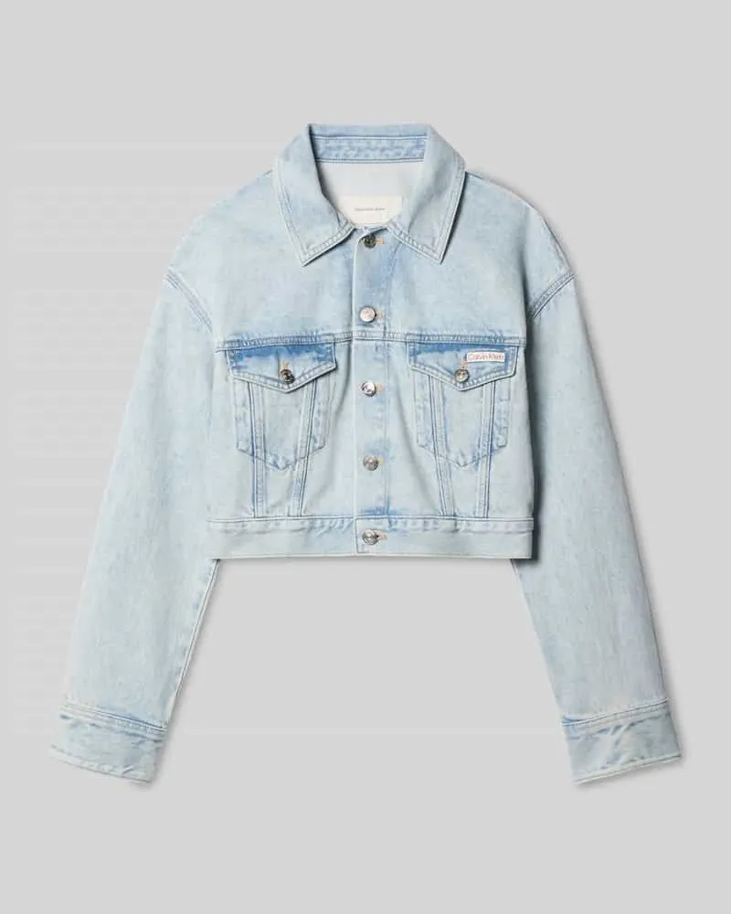 Calvin Klein Cropped Jeansjacke aus reiner Baumwolle Hellblau