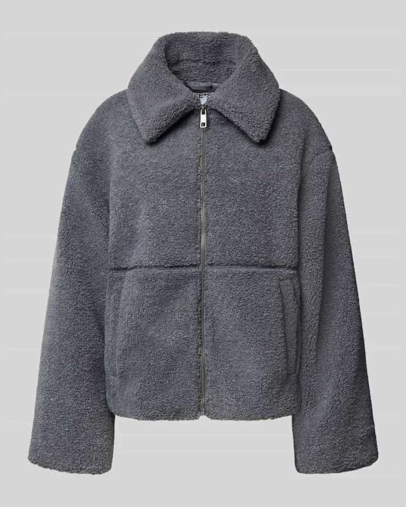 JAKE*S Fleecejacke mit Eingrifftaschen Mittelgrau