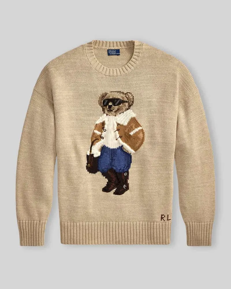 Ralph Lauren Pullover mit Bären-Intarsie Hellbraun