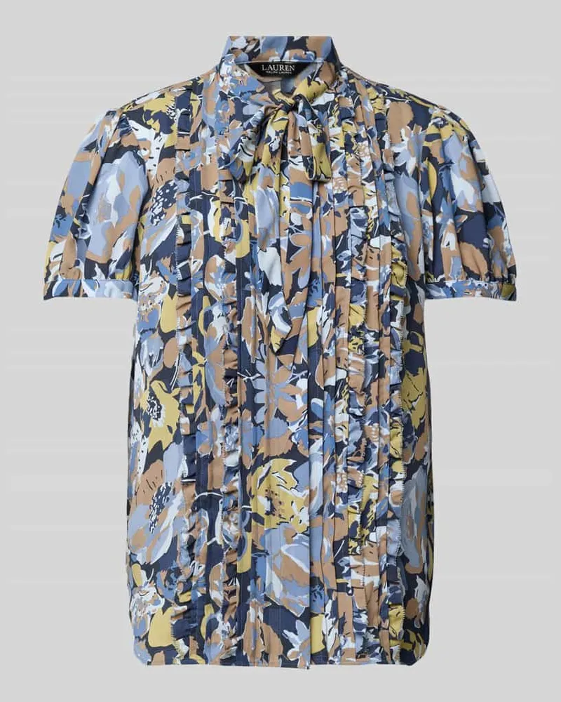 Ralph Lauren Regular Fit Schluppenbluse mit gelegten Falten Modell 'JALFRED Blau