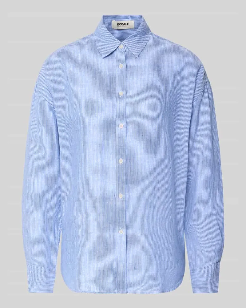 ECOALF Relaxed Fit Leinenbluse mit Streifenmuster Modell 'DARIA Hellblau