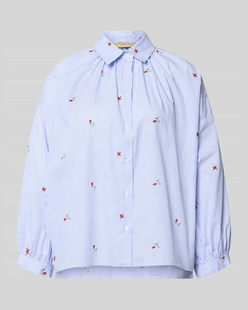 Max Mara Relaxed Fit Hemdbluse aus reiner Baumwolle Modell 'BUTTERFLY Hellblau