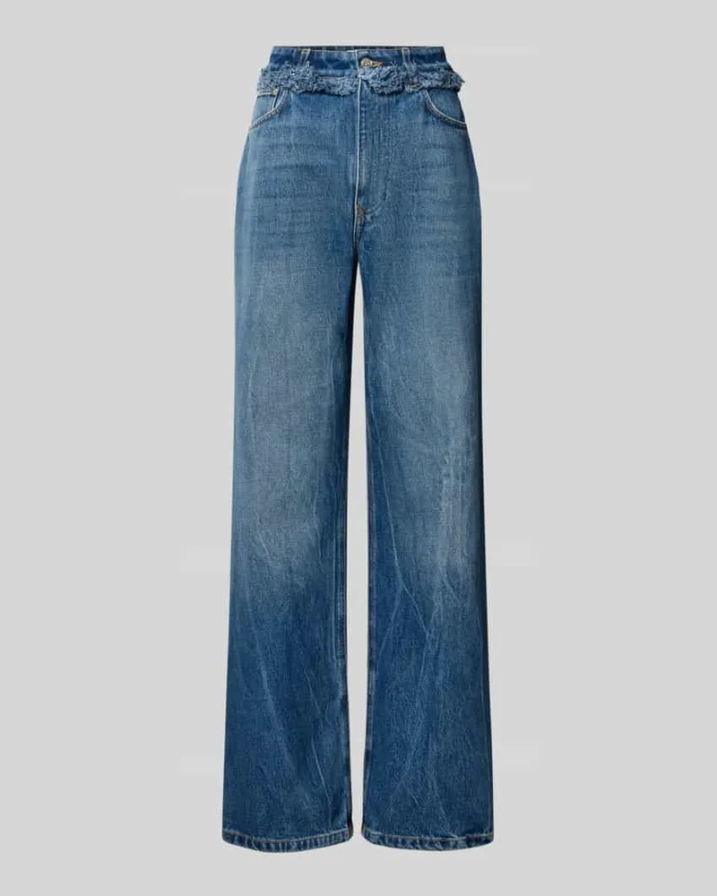Paco Rabanne Regular Fit Bootcut-Jeans mit Paperbag-Bund Jeansblau