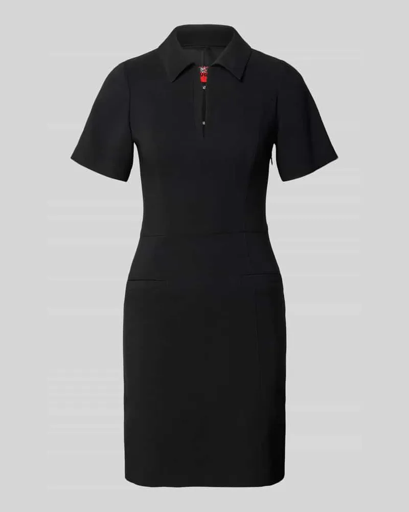 HUGO BOSS Eng anliegendes Etuikleid mit Umlegekragen Modell 'KALIMBA Black