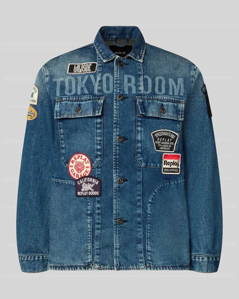 Replay Regular Fit Jeansjacke aus Baumwoll-Mix Jeansblau