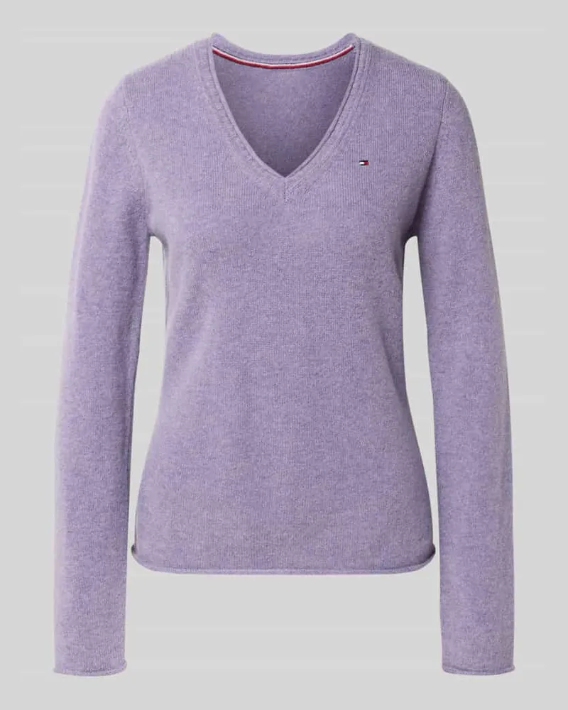 Tommy Hilfiger Slim Fit Strickpullover aus reiner Wolle Flieder