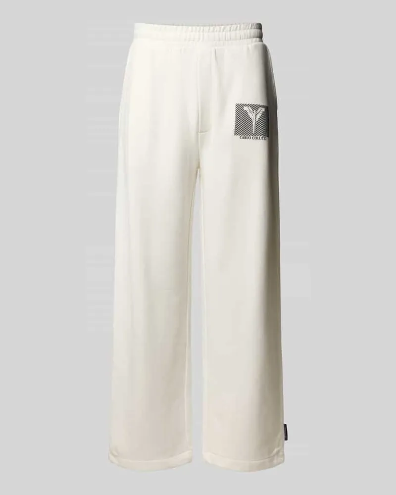Carlo Colucci Wide Fit Sweatpants mit Logo-Print Offwhite