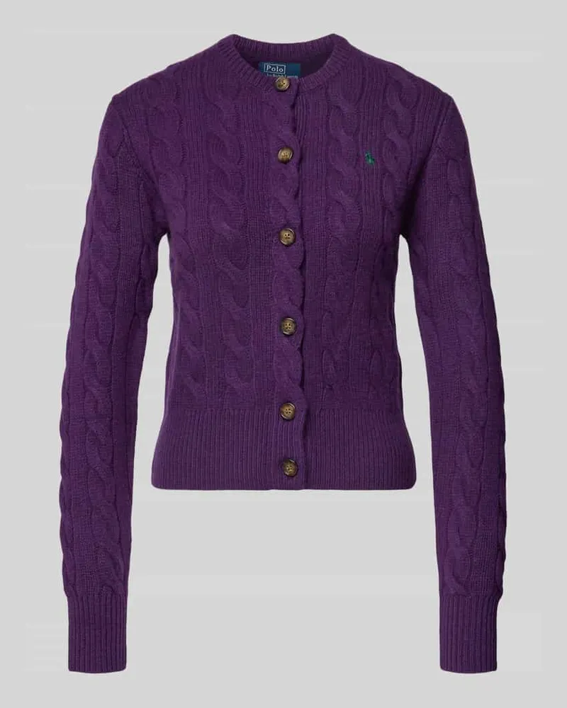 Ralph Lauren Cardigan aus Wolle-Kaschmir-Mix mit Label-Stitching Purple
