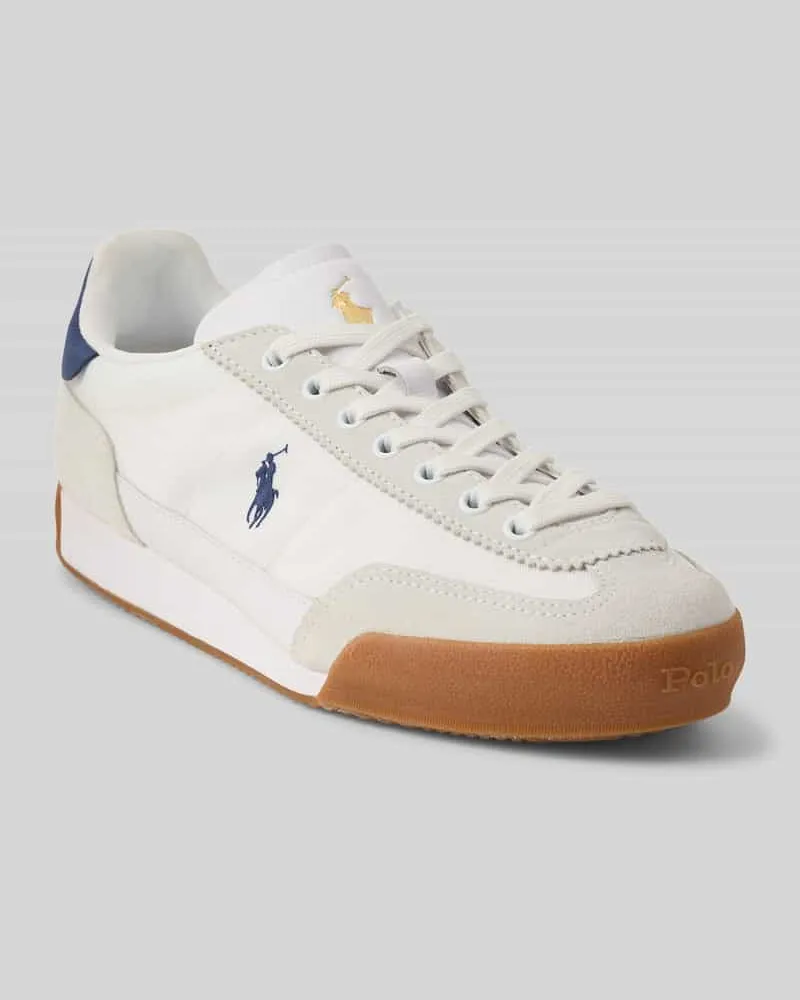 Ralph Lauren Sneaker aus echtem Leder mit Logo-Stitching Weiss