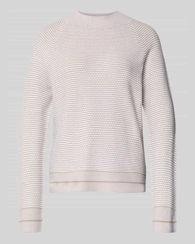Emporio Armani Strickpullover aus Viskose-Mix mit Strukturmuster Sand