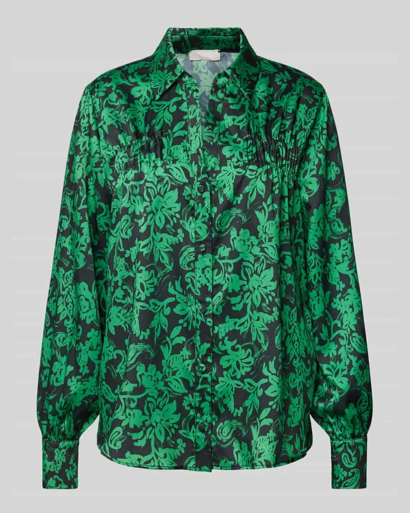 Liu Jo Regular Fit Bluse mit Umlegekragen Gruen