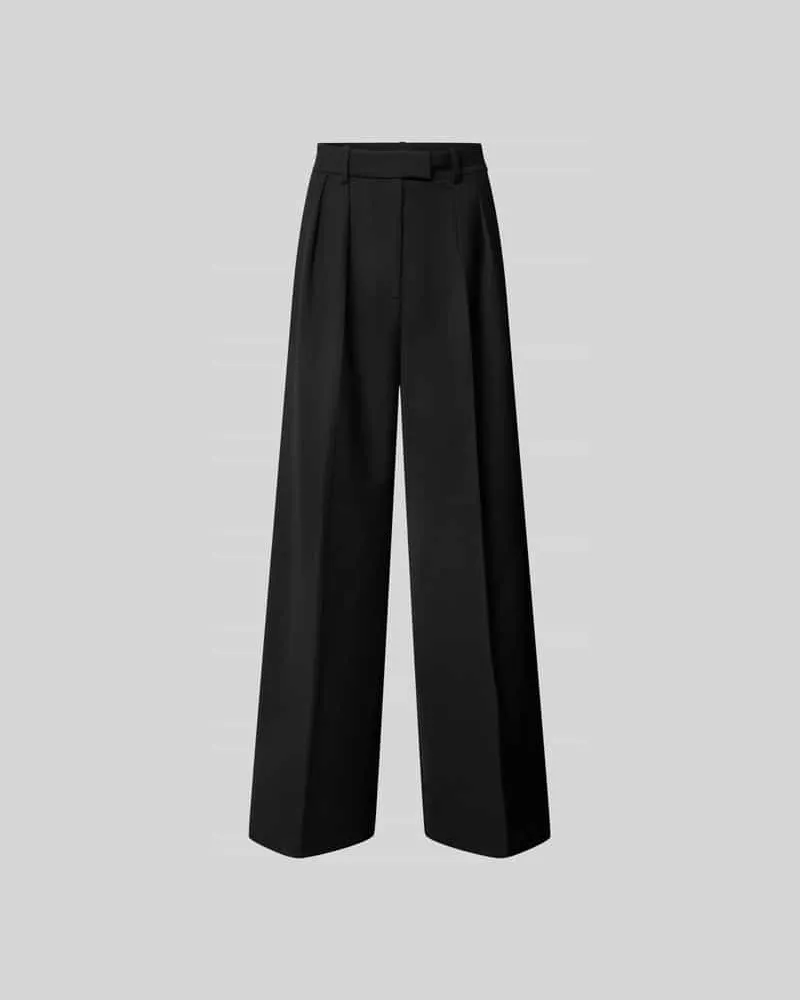 Anine Bing Straight Fit Stoffhose mit Bundfalten Black