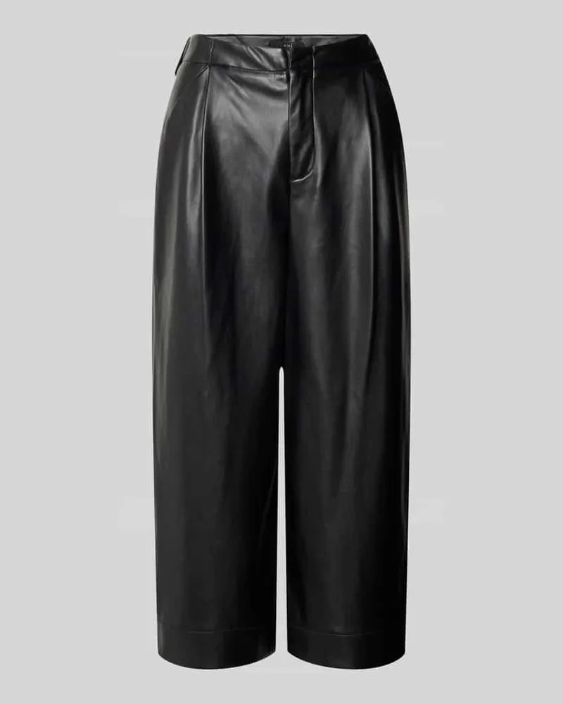 Oui  Straight Fit Hose in Midilänge mit Bundfalten Black