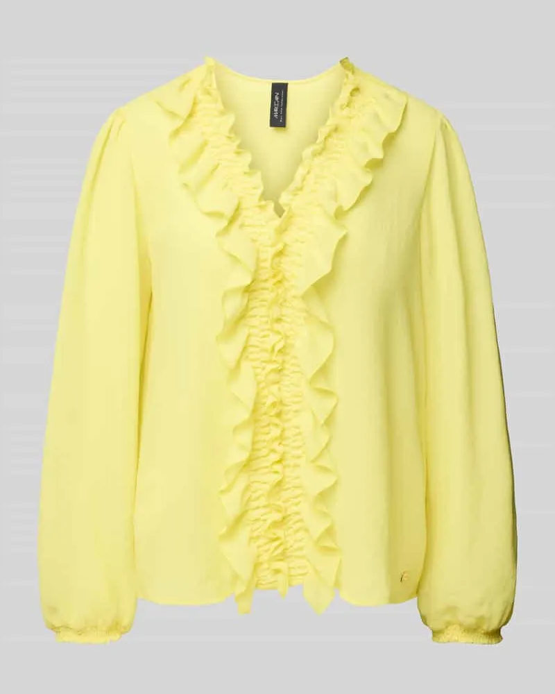 Marc Cain Regular Fit Bluse mit Rüschen Gelb