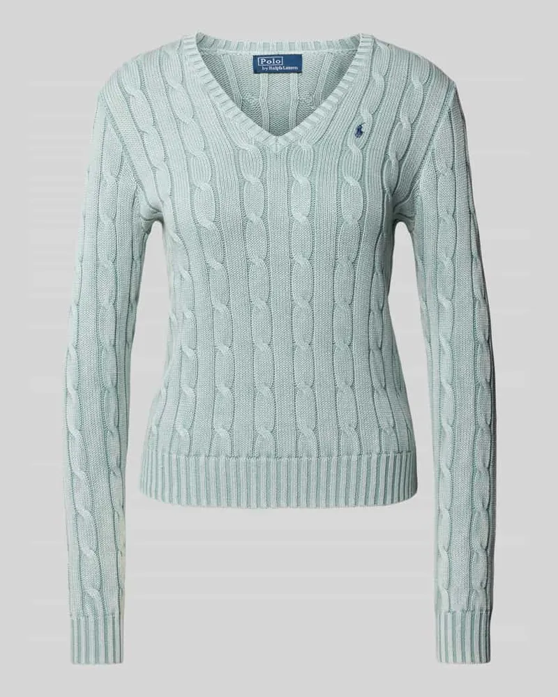 Ralph Lauren Strickpullover mit V-Ausschnitt Modell 'KIMBERLY Hellblau