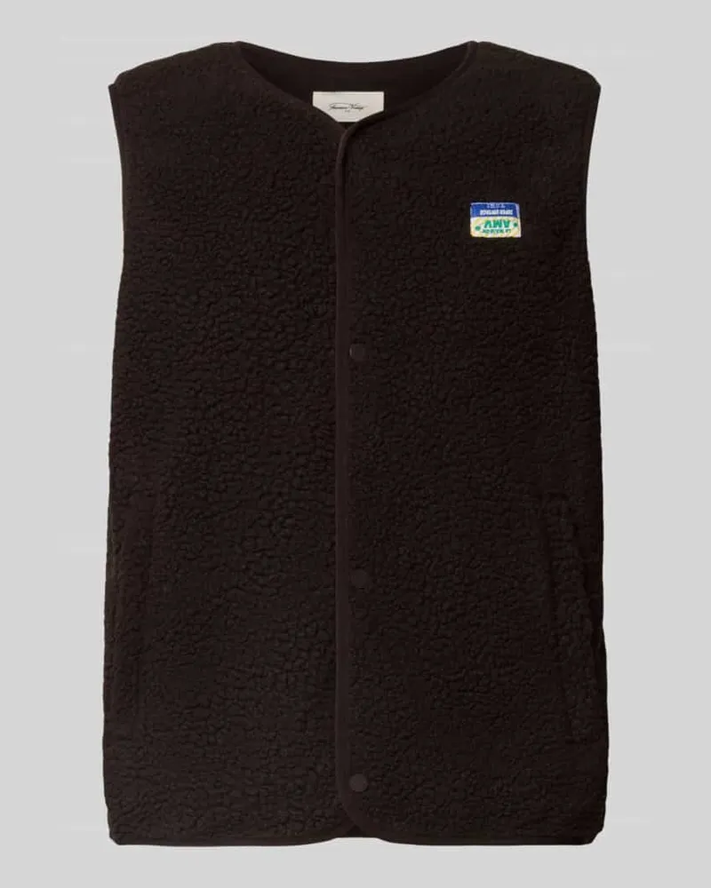 American Vintage Weste aus Teddyfell mit Label-Detail Modell 'HOKTOWN Dunkelbraun